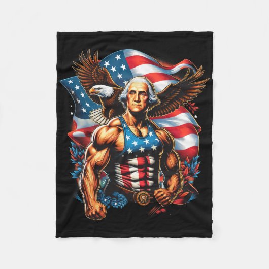 4 juli Patriottisch grappig George Washington juli Fleece Deken (Voorkant)