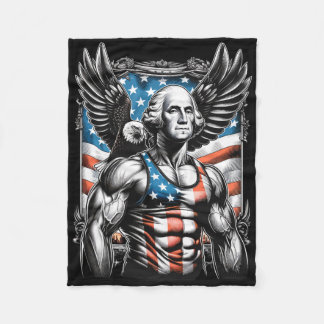 4 juli Patriottisch grappig George Washington juli Fleece Deken