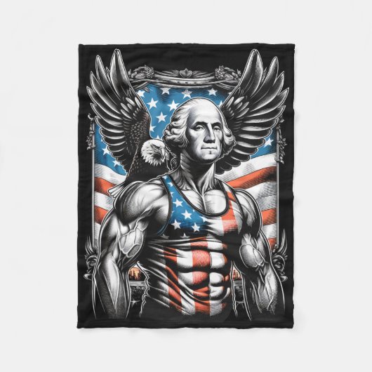 4 juli Patriottisch grappig George Washington juli Fleece Deken (Voorkant)