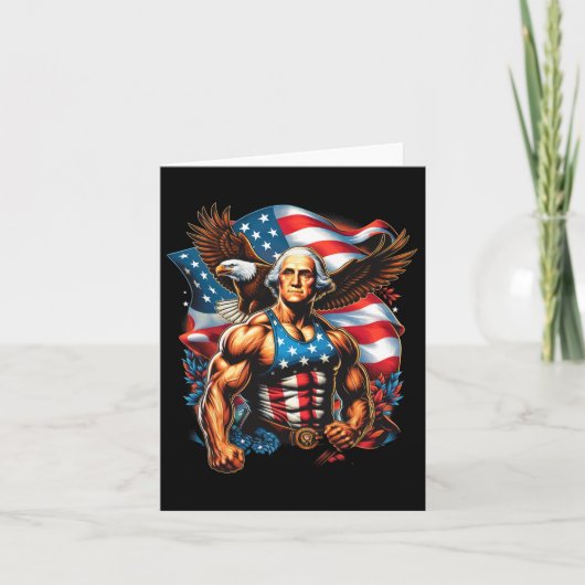 4 juli Patriottisch grappig George Washington juli Kaart (Voorkant)