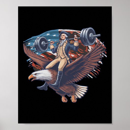 4 juli Patriottisch grappig George Washington juli Poster (Voorkant)