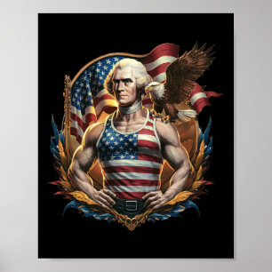4 juli Patriottisch grappig George Washington juli Poster
