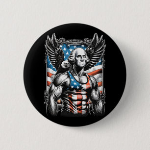 4 juli Patriottisch grappig George Washington juli Ronde Button 5,7 Cm