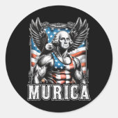 4 juli Patriottisch grappig George Washington juli Ronde Sticker (Voorkant)