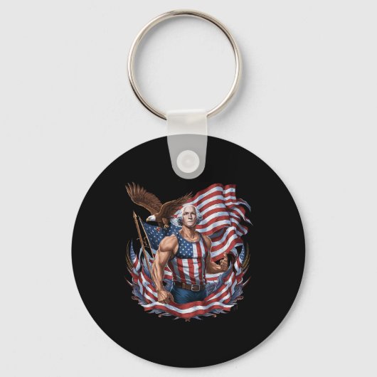 4 juli Patriottisch grappig George Washington juli Sleutelhanger (Voorkant)