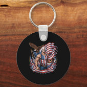 4 juli Patriottisch grappig George Washington juli Sleutelhanger (Voorkant)