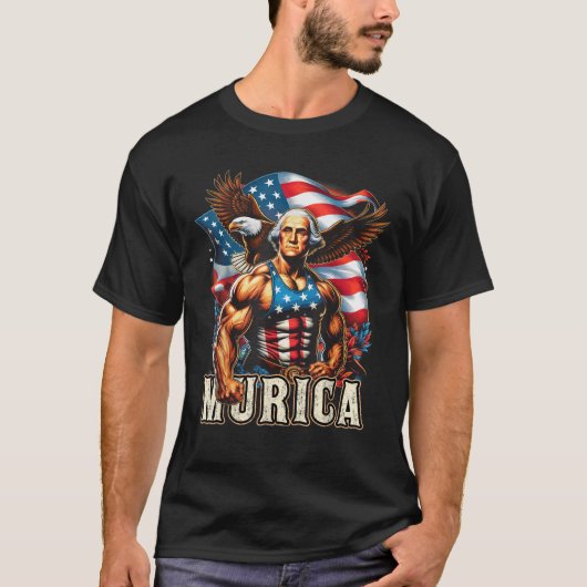 4 juli Patriottisch Grappig George Washington juli T-shirt (Voorkant)