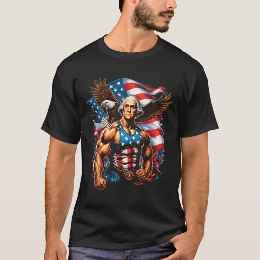 4 juli Patriottisch grappig George Washington juli T-shirt (Voorkant)