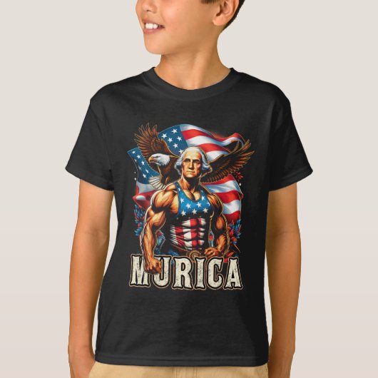 4 juli patriottisch grappig George Washington juli T-shirt (Voorkant)