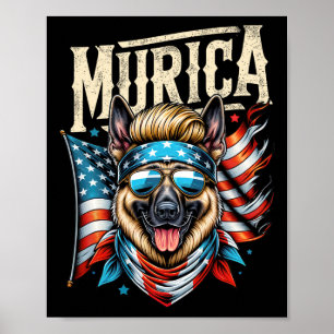 4 juli Patriottisch Grappige Duitse Herder 4 juli Poster