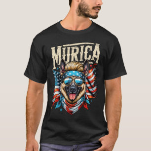 4 juli Patriottisch Grappige Duitse Herder 4 juli T-shirt