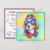 4 juli patriottisch hondenontwerp kaart (Voorkant / Achterkant)