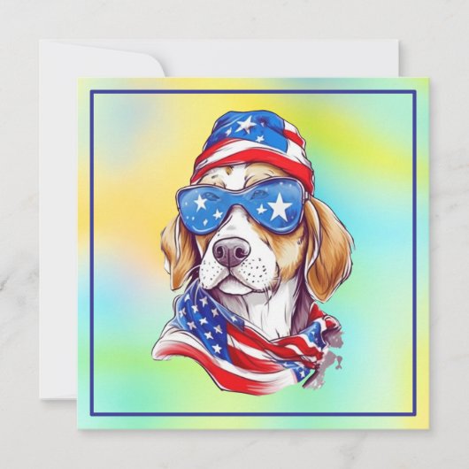 4 juli patriottisch hondenontwerp kaart (Voorkant)