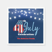 4 juli Patriottisch Rood Wit Blauw Lichten USA Vla Servet (Voorkant)