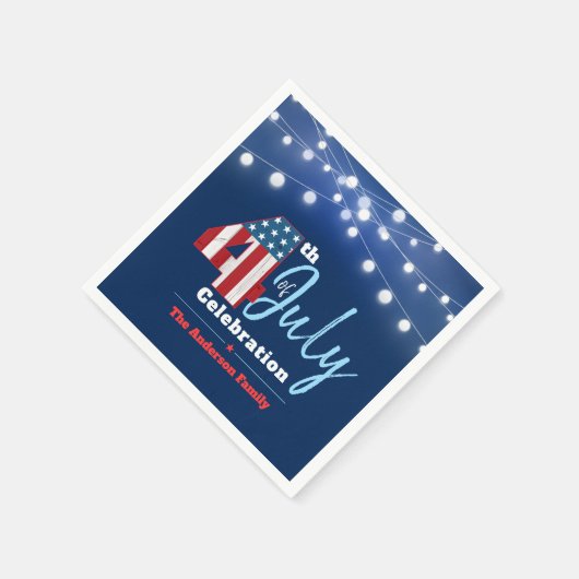 4 juli Patriottisch Rood Wit Blauw Lichten USA Vla Servet (Hoek)