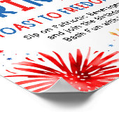 4 juli Patriottisch Rood Wit en Blauw Drinken Teke Poster (Hoek)