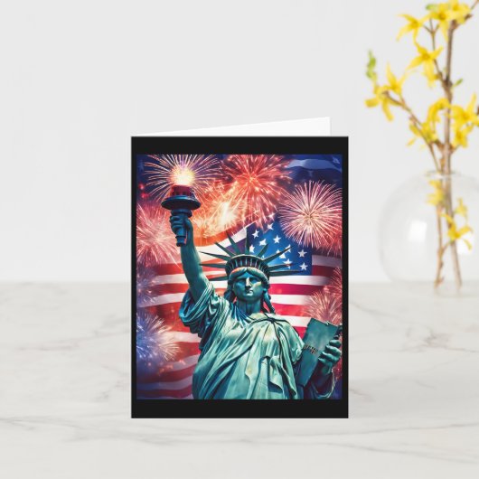 4 juli patriottisch statuut van vrijheid Amerikaan Kaart (Gele Bloem)