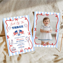 4 juli patriottisch thema 3e verjaardagsuitnodigin