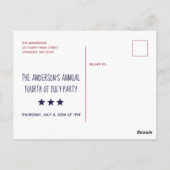 4 juli Patriottisch Uitnodiging Briefkaart (Achterkant)