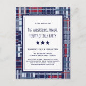 4 juli Patriottisch Uitnodiging Briefkaart (Voorkant)