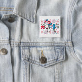 4 juli Patriottisch verpleegstersplein Vierkante Button 5,1 Cm (In situ)