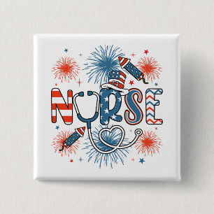 4 juli Patriottisch verpleegstersplein Vierkante Button 5,1 Cm