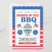 4 juli, Patriottisch Vuurwerk BBQ-feest Kaart (Voorkant)