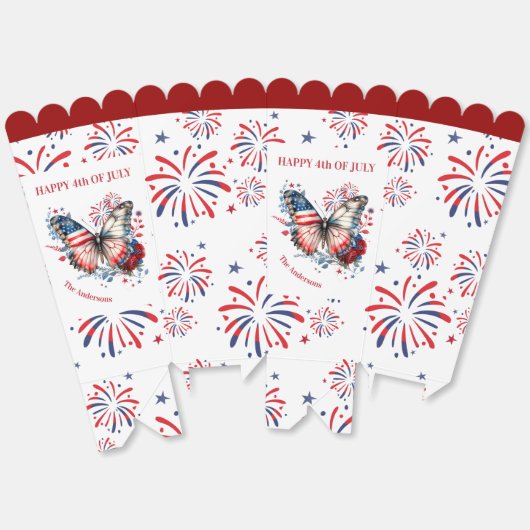 4 juli Patriottisch Vuurwerk Familienaam Bedankdoosjes (Ongevouwen)