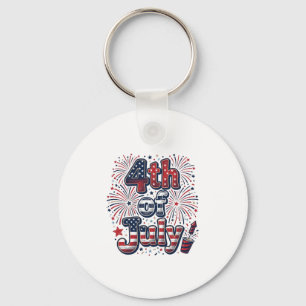 4 juli Patriottisch Vuurwerk Vintage T-shirt Desi Sleutelhanger