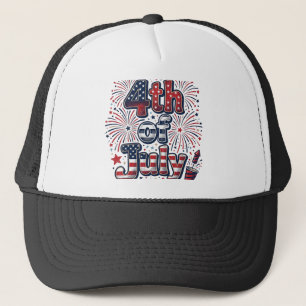 4 juli Patriottisch Vuurwerk Vintage T-shirt Desi Trucker Pet
