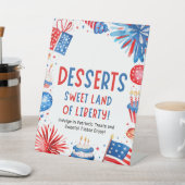4 juli Patriottisch Vuurwerk Zomer Dessert Reclamebord Met Voetstuk (Insitu)