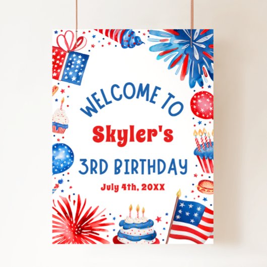 4 juli Patriottische 3e Verjaardag Party Welkomstb Poster