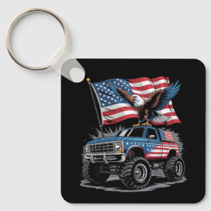 4 juli Patriottische Adelaar Monstertruck Amerikaa Sleutelhanger