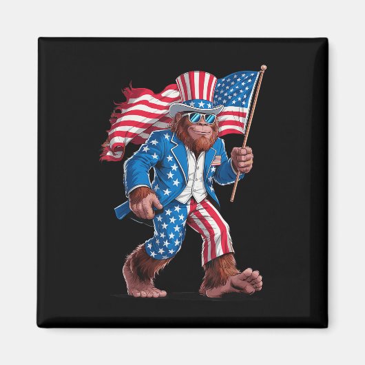 4 juli Patriottische Amerikaanse Bigfoot Sasquatch Magneet (Voorkant)