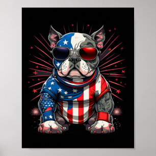4 juli Patriottische Amerikaanse Bully Dog Amerika Poster