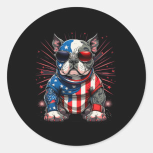 4 juli Patriottische Amerikaanse Bully Dog Amerika Ronde Sticker