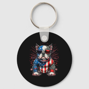 4 juli Patriottische Amerikaanse Bully Dog Amerika Sleutelhanger