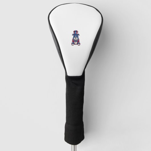 4 juli Patriottische Amerikaanse Bully Dog Golfheadcover (Voorkant)