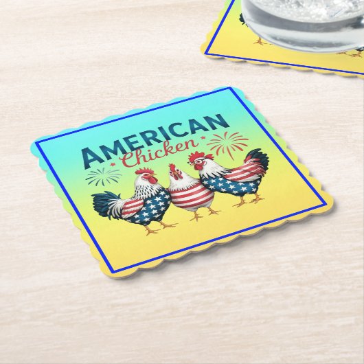 4 juli Patriottische Amerikaanse kip-62987 Kartonnen Onderzetters (Gebogen)