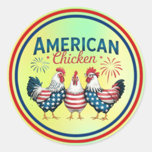 4 juli patriottische Amerikaanse kip-62987 Ronde Sticker
