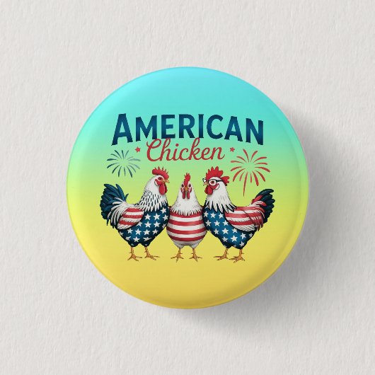 4 juli Patriottische Amerikaanse kip-62987 T-Shi Ronde Button 3,2 Cm (Voorkant)