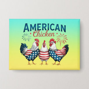 4 juli Patriottische Amerikaanse Kip-62987 T-Shirt Button