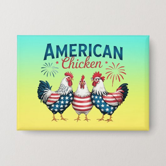 4 juli Patriottische Amerikaanse Kip-62987 T-Shirt Button (Voorkant)
