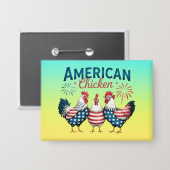 4 juli Patriottische Amerikaanse Kip-62987 T-Shirt Button (Voorkant / Achterkant)