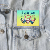 4 juli Patriottische Amerikaanse Kip-62987 T-Shirt Button (Insitu)