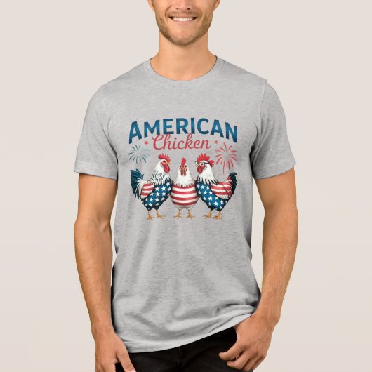 4 juli Patriottische Amerikaanse kip-62987 Tri-Blend Shirt (Voorkant)