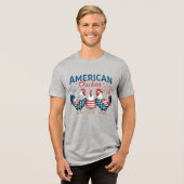 4 juli Patriottische Amerikaanse kip-62987 Tri-Blend Shirt (Voorkant volledig)