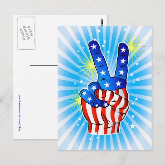 4 juli - Patriottische Amerikaanse-overwinning & v Briefkaart (Voorkant / Achterkant)