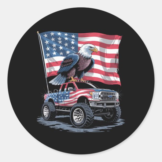 4 juli Patriottische Amerikaanse vlag adelaar VS Ronde Sticker (Voorkant)