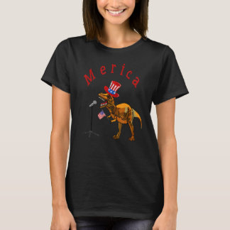 4 juli Patriottische Amerikaanse vlag Dinosaur T-shirt